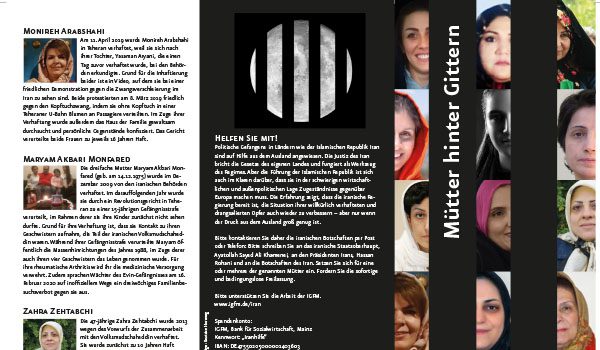In diesem Flyer geht es um unschuldige Mütter in iranischen Gefängnissen