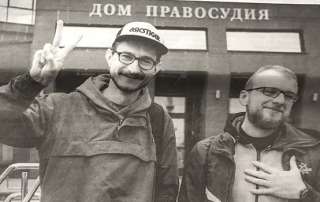 Maksim Chlebez und Roman Tschmel von der Brester Zeitung „Brestskaja Gaseta“