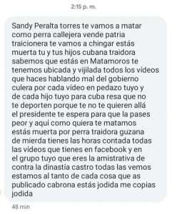 Sandy Peralta Torres Drohungen