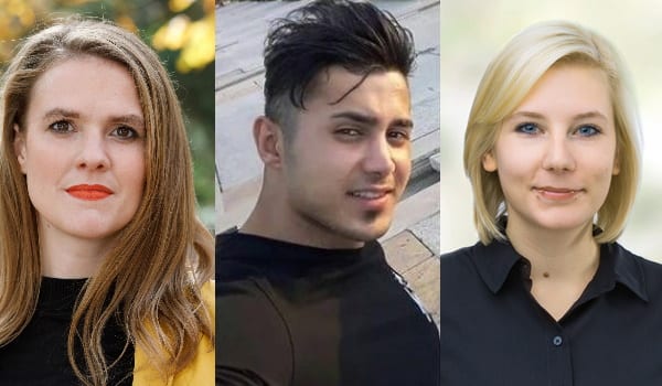Der politische Gefangene Saeed Tamjidi und seine zwei Patinnen Terry Reintke und Imke Byl