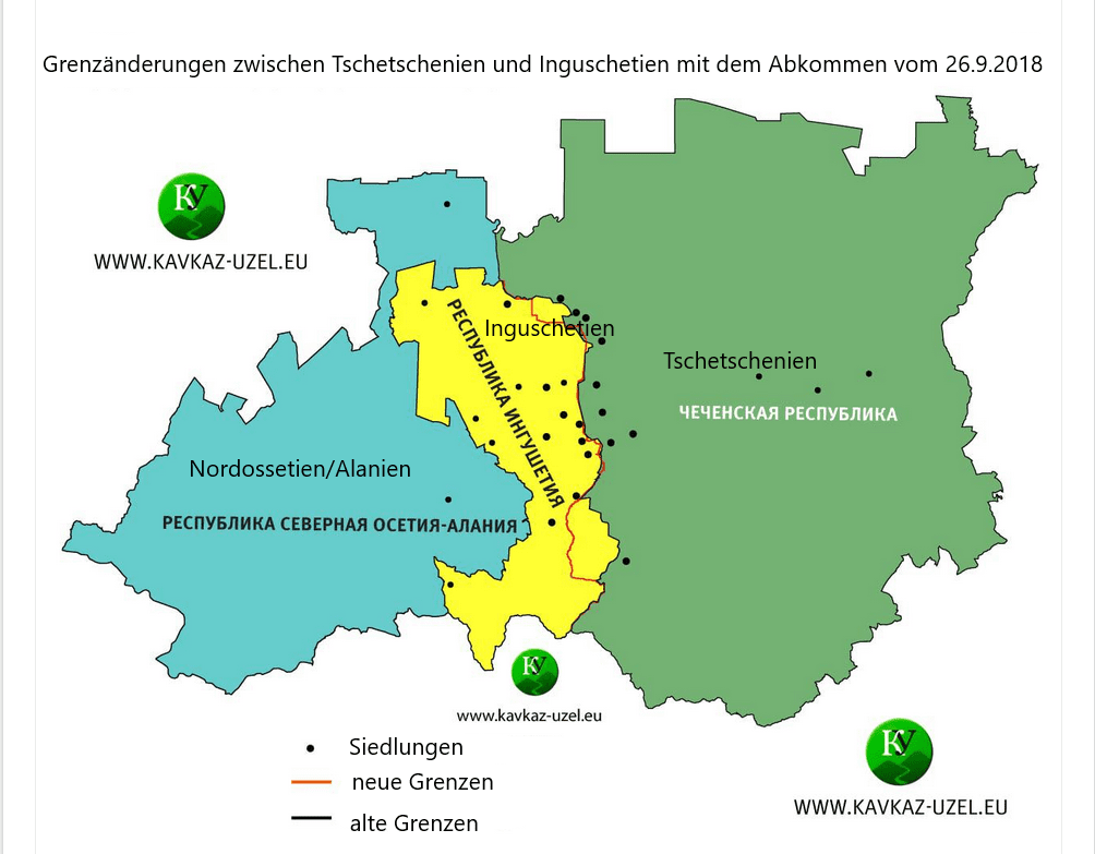 Karte-Inguschetien-Tschetschenien IGFM unterstützte politische Gefangene in Inguschetien