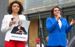 Tichanowskaja und Chomitsch, Berlin Belarus Demo