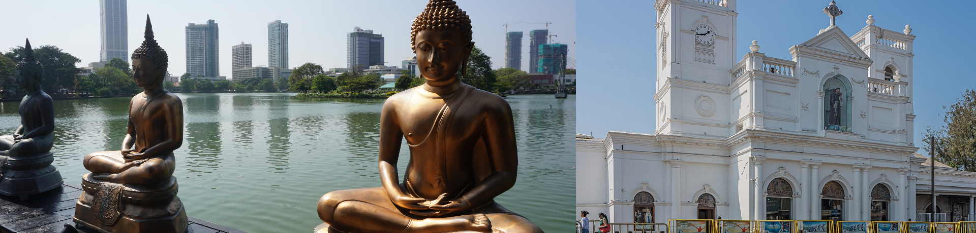 Buddha-Statuen und St. Anthony’s Shrine-1920 Drei Kirchen und drei Hotels in der Hauptstadt Colombo und ihrer Umgebung waren Ziele einer Serie von Bombenanschlägen am Ostersonntag, den 21. April 2019, durch die mehr als 269 Menschen ermordet und mehrere Hundert verletzt wurden.