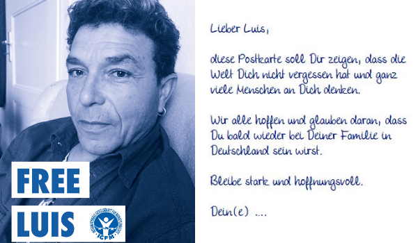 IGFM und MyPostcard setzen sich für unschuldig inhaftierten Luis Frómeta Compte ein