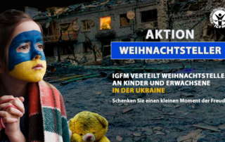 Binnenflüchtlinge in der Ukraine sollen zusätzlich zu den Hilfsgütern einen Weihnachtsteller im Gesamtwert von 30 € mitnehmen können. Er wird Weihnachtsgebäck und Obst, für Kinder ein altersgerechtes Spielzeug und die Erwachsenen eine sonstige kleine Aufmerksamkeit enthalten.