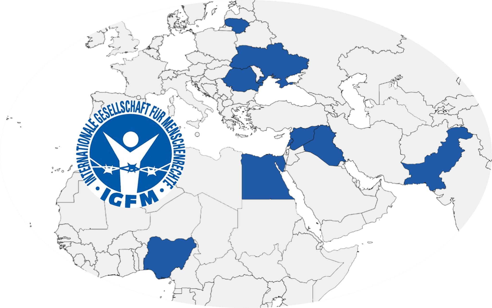 In diesen Ländern ist die IGFM aktuell mit humanitärer Hilfe tätig: Ukraine, Rumänien, Litauen, Irak, Libanon, Syrien, Pakistan, Ägypten, Nigeria,