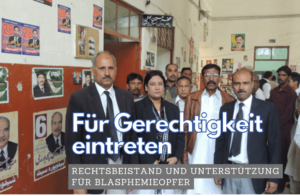 Für Gerechtigkeit eintreten. Rechtsbeistand und Unterstützung für Blasphemieopfer.
