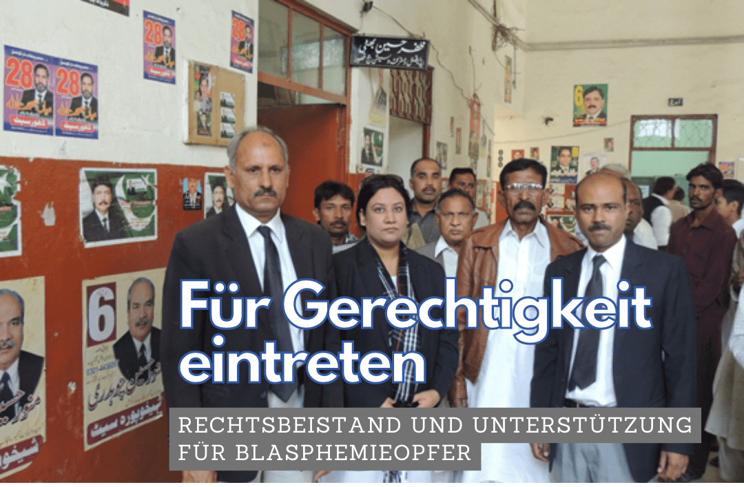 Für Gerechtigkeit eintreten. Rechtsbeistand und Unterstützung für Blasphemieopfer.